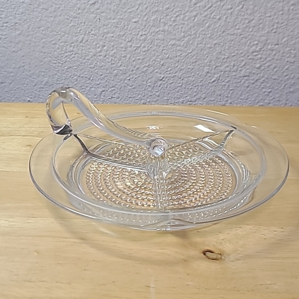 Duncan & Miller Tear Drop Divided 3 Part Crystal Relish Dish 8 1/4”